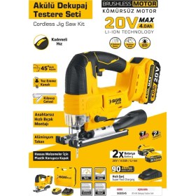 Resim SGS5545 Akülü 20 Volt 4 Amper Dekupaj Makine Seti Çift Akülü 