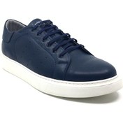 Resim Luis Figo Hakiki Deri Ortopedik Erkek Rahat Günlük Büyük Numara Sneaker Ayakkabı 40-50 Lacivert 