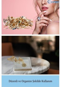 Resim Dekoratif Kase Takı Kutusu Yüzük Kolye Kutusu Mum Tabağı Takı Organizer Dörtgen Model - Gümüş 