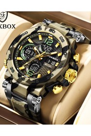 Resim Lige Sporcu Tasarım Sağlam Suya Dayanıklı Analog Dijital Led Aydınlatmalı Erkek Kol Saati FB077 