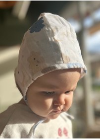 Resim runbaby Tek Kat Müslin Çift Taraflı Bebek Bonnet Şapka (3-9 AY) - Bulut 