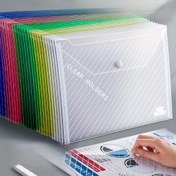 Resim 5 adet/1 adet, Renkli Şeffaf Katlanabilir Dosya Çantası, A4 için, PP Plastik Öğrenci Dosyası, Okul Malzemelerinizi Düzenlemek İçin Kolay 