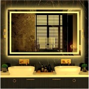 Resim Dnr-Mirror50 x 65 cm Günışığı Ledli Kumlamalı Dikdörtgen Banyo Aynası Tuvalet Aynası 