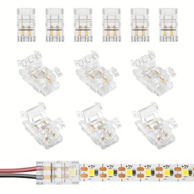 Resim 12 adet 8mm 2-Pin Lehimsiz LED Şerit Bağlantıları - Hızlı Bağlantı, Kablosuz, Plastik, Tek Renkli LED Şeritleri için İdeal, LED Şerit Aksesuarları | Lehimsiz Bağlantı | Plastik Bağlantılar, LED Aksesuarları 