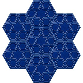 Resim Armada Çini 15x17 Cm Rölyefli Yıldız Kobalt Altıgen Seramik 