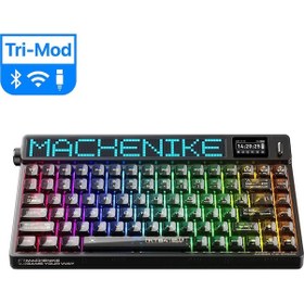 Resim Machenike KT84-B84W Tri-Mode Gateron White Switch LCD RGB Beyaz İngilizce Gaming Klavye 