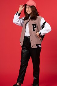 Resim Puledro Nakış Logolu Unisex Çocuk Kolej Bomber Ceket 