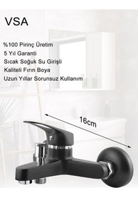 Resim Siyah Yağmurlama Robot Banyo Seti Mutfak Banyo Lavabo Bataryası Seti Siyah 
