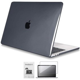 Resim 13" Apple Uyumlu MacBook Pro M2 A2686 Kristal Siyah Kılıf Koruyucu + Ekran Filmi 