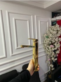 Resim İsaoğlu Yapı Parlak Gold Joy Design Çanak Lavabo Bataryası Gold 