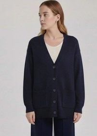 Resim Lacivert Düğmeli Midi Kadın Hırka - LACİVERT / 42 