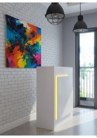 Resim Resital Ledli Karşılama Bankosu G-90 Cm Ofis Kasa Resepsiyon Masası Banko-002-1-1 