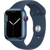 Resim Watch Series 7 GPS + Cellular 45mm Blue Aluminium Case with Abyss Blue Sport Band - Regular MK Apple