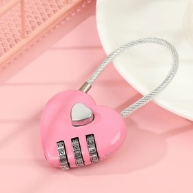 Resim 1 Adet Mini Kalp Şeklinde Kombinasyon Kilidi, Metal, Montaj Gerektirmez, Şarj Edilmez, Piller Dahil Değildir - Valizler, Depolama Dolapları, Sırt Çantaları, Mücevher Kutuları, Seyahat Kullanımı için 3 Haneli Kod 
