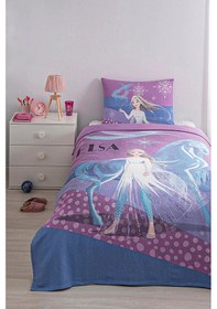 Resim Özdilek Lisanslı Disney Frozen Snow Fitted Tek Kişilik Pike Takımı - Pembe 