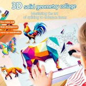 Resim 3D Geometri Koleksiyonu DIY Bulmaca Sticker'lar - Kendinden Yapışkanlı Hayvan ve Doğa Tasarımları Gençlerin İnce Motor Becerisi, Beyin Gelişimi ve El-Göz Koordinasyonu için, Karışık Renkler, Kağıt Malzeme, Gençlerin Eğitici Oyuncak, Yaratıcı Oyun Zamanı, Canlı Renkler, Kolay Uygulama 
