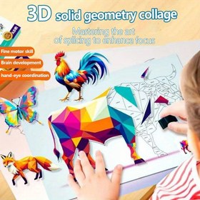 Resim 3D Geometri Koleksiyonu DIY Bulmaca Sticker'lar - Kendinden Yapışkanlı Hayvan ve Doğa Tasarımları Gençlerin İnce Motor Becerisi, Beyin Gelişimi ve El-Göz Koordinasyonu için, Karışık Renkler, Kağıt Malzeme, Gençlerin Eğitici Oyuncak, Yaratıcı Oyun Zamanı, Canlı Renkler, Kolay Uygulama 
