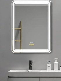 Resim Akıllı Ayna Buhar Tutmayan Hareket Sensörlü 3 Renk Ledli Beyaz Çerçeveli Banyo Aynası 60x90 Cm 