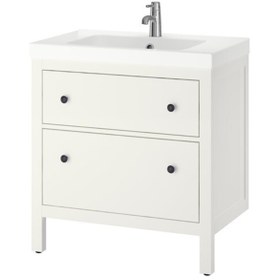 Resim HOMHET Hemnes/odensvık, Lavabo Dolabı Kombinasyonu, 80x49x89 Cm, Beyaz 