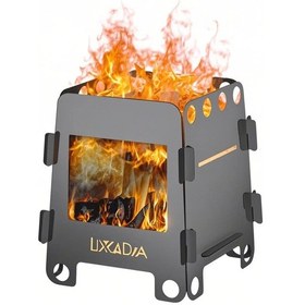 Resim Jeehugo Küçük Boy Ahşaplı Kamp Ocağı - 304 Paslanmaz Çelik, Titanyum Kaplama, Taşınabilir, Çevre Dostu Çok Renkli 