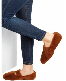 Resim Kahve Ultra Yumuşak Peluş Kadın Ev Babeti Hafif Taban Panduf Kahverengi 