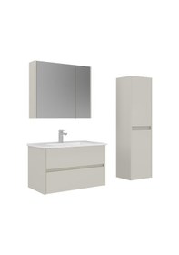 Resim Orka Arno 85 Cm Parlak Kaşmir Çekmeceli Banyo Dolabı Takımı Ve Boy Dolabı Kaşmir 