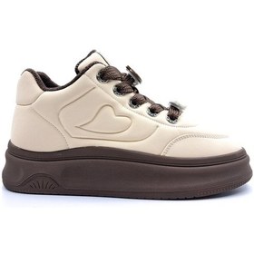 Resim Guja 25k421 Kadın Emoji Süs Detaylı Kalın Taban Sneaker Ayakkabı Bej - Kahve Siyah 