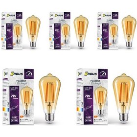 Resim 7w E27 Filament Led Ampul - Dim Edilebilir - Dst58 5 Adet 