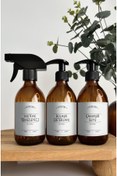 Resim GO BLOBS 3'lü Set 300ml Amber Şişe Sprey Mutfak Temizleyici & Bulaşık Deterjanı & Çamaşır Suyu Beyaz 