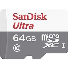 Resim SanDisk 64GB SDSQUNR-064G-GN3MN Ultra microSDXC 64GB 100MB-s Class 10 UHS-I Hafıza Kartı 