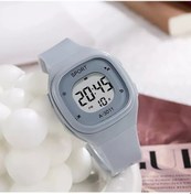 Resim Elmpaly Unisex Makaron Dopamin Gri Digital Spor Saati - Minimal Pembe Tasarım, Kronometre, Gençler İçin Diğer 
