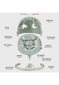 Resim Elele Dormire 2 Elektrikli Otomatik Sallanan Kademeli Ana Kucağı Yeşil 