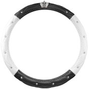 Resim Yystore Araç Direksiyon Aksesuarları Süslemek Deri Malzeme Evrensel Model Siyah Ve Beyaz 