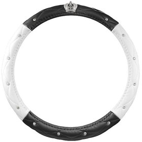 Resim Yystore Araç Direksiyon Aksesuarları Süslemek Deri Malzeme Evrensel Model Siyah Ve Beyaz 