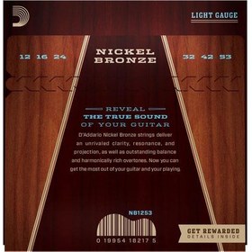 Resim Daddario NB1253 Akustik Gitar Tel Seti | Nickel Bronze, .012-.053 