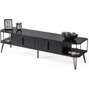Resim Onurdesign16 Dark Siyah Mermer Desenli Metal Kasalı Tv Sehpası 