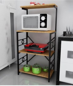 Resim Çok Amaçlı Mutfak Dolapları, Mutfak Bangosu,raf, Mutfak Düzenleyici ,kahve Köşesi Dolabı, Kitaplık Ceviz 