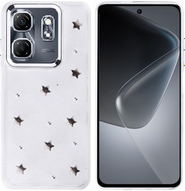 Resim Toyigoo İnfinix Smart 9 Kılıf Airbag Tasarımlı Simli Şeffaf Kutup Kapak - Yıldız Yıldız 