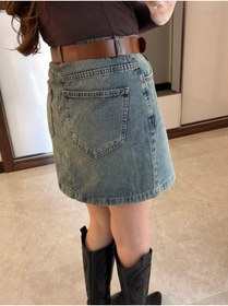 Resim ROSSA Mooi Kemerli Kot Etek 