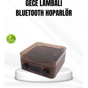 Resim VeraGlobe Buğz Bluetooth Hoparlörlü Gece Lambası Dijital Saat ve Ambiyans Işığı Çok Amaçlı 