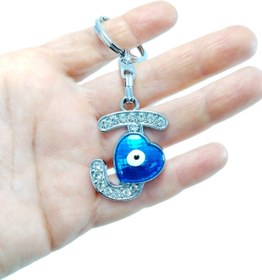 Resim biuti Nazar Boncuğu J Harfi Anahtarlık / Araba Dikiz Ayna Süsü Metal Hediyelik Aksesuar 