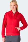 Resim Slazenger MILIO I Kadın Fermuarlı Kapüşonlu Cepli Kırmızı Sweatshirt 