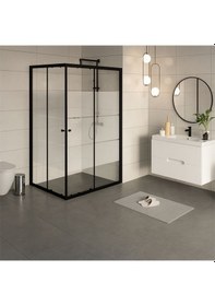 Resim Ayrıntıshop Duşakabin Cam Kapı Kırılmaz Metal Krom Kaplamalı Kulplar 1. Kalite Siyah 