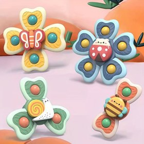 Resim Çocuklar için Böcek Emiş Kupası Döner Oyuncak Bebek Karikatür Eğitici Banyo Spinner 2/3/4 adet 