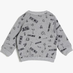 Resim Erkek Bebek Yazılı Baskılı Sweatshirt 