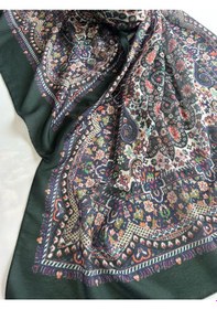 Resim Kadın Pamuklu Zümrüt Yeşili Retro Etnik Şal 