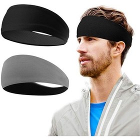 Resim Aubyhe Erkek Spor Bandı Siyah+gri 2'li Paket - Teri Emici, Kaymazsız, Nem Alma Ve Uv Koruma Özellikli Kırmızı 