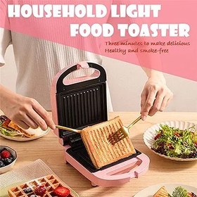 Resim OPSREY Elektrikli Sandviç Makinesi Ekmek Makinesi Waffle Makineleri Çok Fonksiyonlu Kahvaltı Makinesi Ev Ekmek Taşınabilir yapışmaz Izgara,Pink 