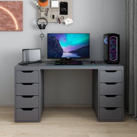 Resim Alen 150 cm 8 Çekmeceli Çalışma & Oyuncu Masası - Antrasit 