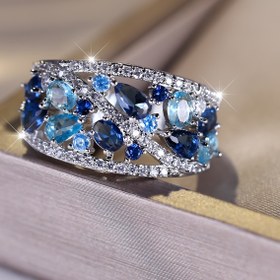 Resim Zarif Vaat Yüzüğü Işıltılı zirkonya ile işlenmiş Nişan Düğün Bandı Kadınlar için Akşam Partisi Dekorasyonu Çok Çeşitli Boyutlar Arasından Seçim Yapabilirsiniz 